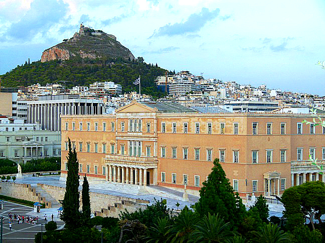 Syntagma square, the heart of Athens, Parliament House and Lycabettus Hill
