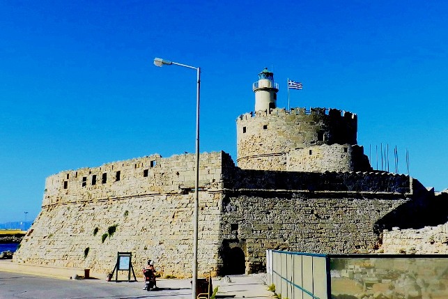 Rhodes, Greece. Fortifications at the old harbour
